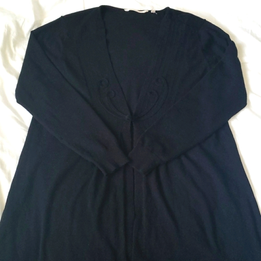 SOFT Surroundings Long Cardigan, Black, Size Large